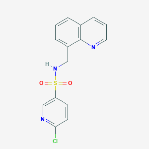 molecular formula C15H12ClN3O2S B2715427 6-chloro-N-[(quinolin-8-yl)methyl]pyridine-3-sulfonamide CAS No. 1241026-81-2