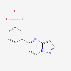 molecular formula C14H10F3N3 B2715434 2-Methyl-5-[3-(trifluoromethyl)phenyl]pyrazolo[1,5-a]pyrimidine CAS No. 866019-72-9