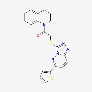 molecular formula C20H17N5OS2 B2715442 1-({[6-(2-噻吩基)[1,2,4]三唑并[4,3-b]吡啶-3-基]硫}乙酰)-1,2,3,4-四氢喹啉 CAS No. 894050-79-4