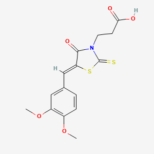molecular formula C15H15NO5S2 B2715446 3-[5-(3,4-Dimethoxy-benzylidene)-4-oxo-2-thioxo-thiazolidin-3-yl]-propionic acid CAS No. 7025-25-4