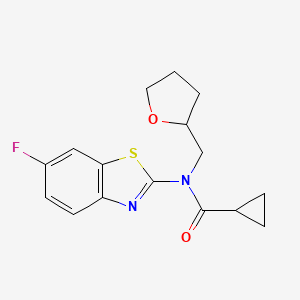 molecular formula C16H17FN2O2S B2715456 N-(6-fluorobenzo[d]thiazol-2-yl)-N-((tetrahydrofuran-2-yl)methyl)cyclopropanecarboxamide CAS No. 920415-61-8