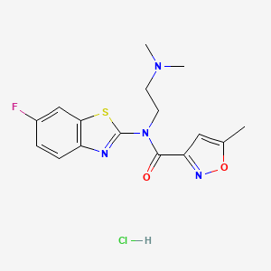 molecular formula C16H18ClFN4O2S B2715457 N-(2-(dimethylamino)ethyl)-N-(6-fluorobenzo[d]thiazol-2-yl)-5-methylisoxazole-3-carboxamide hydrochloride CAS No. 1329870-31-6