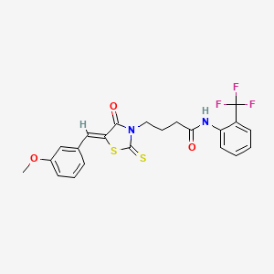molecular formula C22H19F3N2O3S2 B2715458 4-[(5Z)-5-[(3-甲氧基苯基)甲亚基]-4-氧代-2-硫代-1,3-噻唑烷-3-基]-N-[2-(三氟甲基)苯基]丁酰胺 CAS No. 394236-19-2