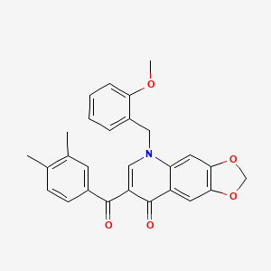 molecular formula C27H23NO5 B2715460 7-(3,4-dimethylbenzoyl)-5-[(2-methoxyphenyl)methyl]-2H,5H,8H-[1,3]dioxolo[4,5-g]quinolin-8-one CAS No. 902624-73-1