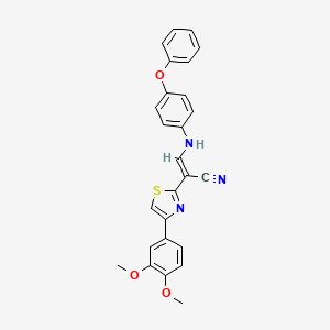 molecular formula C26H21N3O3S B2715461 (E)-2-(4-(3,4-dimethoxyphenyl)thiazol-2-yl)-3-((4-phenoxyphenyl)amino)acrylonitrile CAS No. 683258-24-4