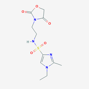 molecular formula C11H16N4O5S B2715465 N-(2-(2,4-二氧代噁唑啉-3-基)乙基)-1-乙基-2-甲基-1H-咪唑-4-磺酰胺 CAS No. 2034612-13-8