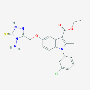 molecular formula C21H20ClN5O3S B271547 ethyl 5-[(4-amino-5-sulfanyl-4H-1,2,4-triazol-3-yl)methoxy]-1-(3-chlorophenyl)-2-methyl-1H-indole-3-carboxylate 