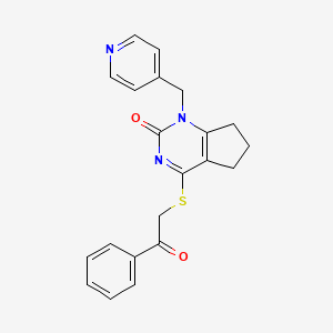 molecular formula C21H19N3O2S B2715486 4-((2-oxo-2-phenylethyl)thio)-1-(pyridin-4-ylmethyl)-6,7-dihydro-1H-cyclopenta[d]pyrimidin-2(5H)-one CAS No. 900000-01-3