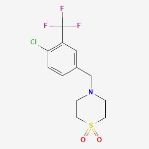 molecular formula C12H13ClF3NO2S B2715510 4-[4-Chloro-3-(trifluoromethyl)benzyl]-1lambda~6~,4-thiazinane-1,1-dione CAS No. 866020-48-6