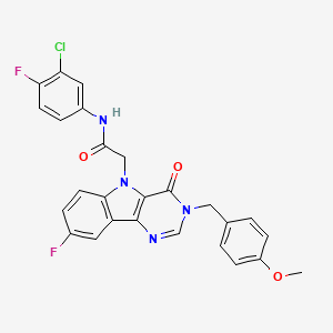 molecular formula C26H19ClF2N4O3 B2715523 N-(3-氯-4-氟苯基)-2-(8-氟-3-(4-甲氧基苯甲基)-4-氧代-3H-嘧啶并[5,4-b]吲哚-5(4H)-基)乙酰胺 CAS No. 1216539-17-1
