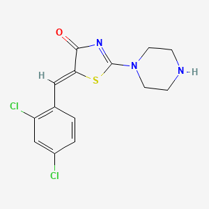 molecular formula C14H13Cl2N3OS B2715524 (Z)-5-(2,4-dichlorobenzylidene)-2-(piperazin-1-yl)thiazol-4(5H)-one CAS No. 462623-06-9