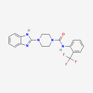 molecular formula C19H18F3N5O B2715537 4-(1H-苯并[d]咪唑-2-基)-N-(2-(三氟甲基)苯基)哌嗪-1-甲酰胺 CAS No. 1211622-91-1