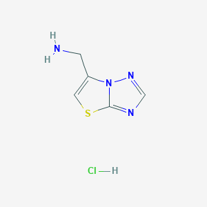molecular formula C5H7ClN4S B2715538 1-{[1,2,4]Triazolo[3,2-b][1,3]thiazol-6-yl}methanamine hydrochloride CAS No. 2504201-95-8