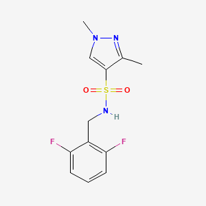 molecular formula C12H13F2N3O2S B2715546 N-(2,6-二氟苄基)-1,3-二甲基-1H-吡唑-4-磺酰胺 CAS No. 1170538-98-3
