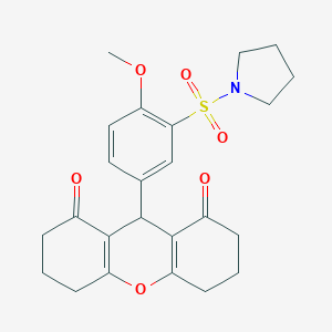 molecular formula C24H27NO6S B271555 9-[4-methoxy-3-(1-pyrrolidinylsulfonyl)phenyl]-3,4,5,6,7,9-hexahydro-1H-xanthene-1,8(2H)-dione 