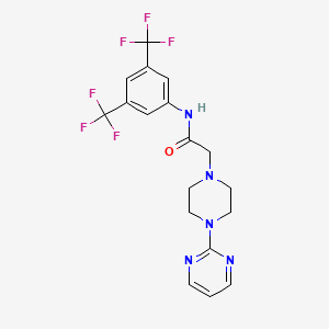 molecular formula C18H17F6N5O B2715557 N-[3,5-bis(trifluoromethyl)phenyl]-2-(4-pyrimidin-2-ylpiperazin-1-yl)acetamide CAS No. 1024436-87-0