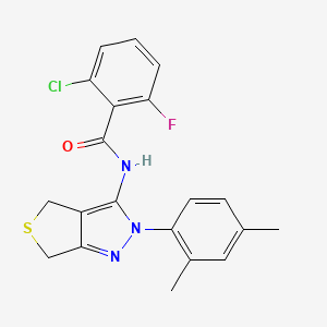 molecular formula C20H17ClFN3OS B2715560 2-氯-N-(2-(2,4-二甲基苯基)-4,6-二氢噻吩并[3,4-c]嘧唑-3-基)-6-氟苯甲酰胺 CAS No. 396721-50-9
