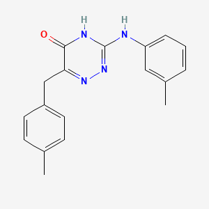 molecular formula C18H18N4O B2715580 6-(4-methylbenzyl)-3-(m-tolylamino)-1,2,4-triazin-5(4H)-one CAS No. 898650-72-1