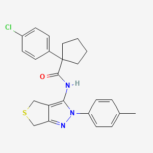 molecular formula C24H24ClN3OS B2715581 1-(4-chlorophenyl)-N-(2-(p-tolyl)-4,6-dihydro-2H-thieno[3,4-c]pyrazol-3-yl)cyclopentanecarboxamide CAS No. 450340-38-2