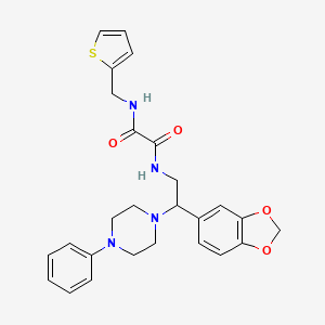molecular formula C26H28N4O4S B2715589 N1-(2-(benzo[d][1,3]dioxol-5-yl)-2-(4-phenylpiperazin-1-yl)ethyl)-N2-(thiophen-2-ylmethyl)oxalamide CAS No. 896354-07-7