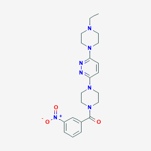 molecular formula C21H27N7O3 B2715602 [4-[6-(4-乙基哌嗪-1-基)吡啶-3-基]哌嗪-1-基]-(3-硝基苯基)甲酮 CAS No. 898453-78-6
