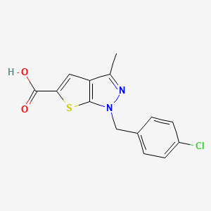 molecular formula C14H11ClN2O2S B2715604 1-[(4-chlorophenyl)methyl]-3-methyl-1H-thieno[2,3-c]pyrazole-5-carboxylic acid CAS No. 571150-67-9