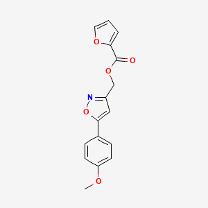 molecular formula C16H13NO5 B2715607 (5-(4-甲氧基苯基)异噁唑-3-基)甲基 呋喃-2-羧酸酯 CAS No. 953008-14-5