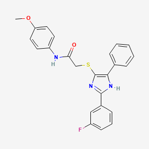 molecular formula C24H20FN3O2S B2715610 2-((2-(3-fluorophenyl)-5-phenyl-1H-imidazol-4-yl)thio)-N-(4-methoxyphenyl)acetamide CAS No. 865657-42-7