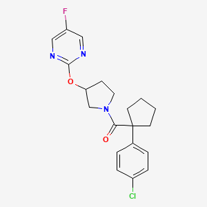 molecular formula C20H21ClFN3O2 B2715611 (1-(4-Chlorophenyl)cyclopentyl)(3-((5-fluoropyrimidin-2-yl)oxy)pyrrolidin-1-yl)methanone CAS No. 2034578-78-2