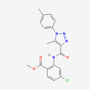 molecular formula C19H17ClN4O3 B2715712 甲基-4-氯-2-(5-甲基-1-(对甲苯基)-1H-1,2,3-噻唑-4-基甲酰胺基)苯甲酸酯 CAS No. 923157-32-8