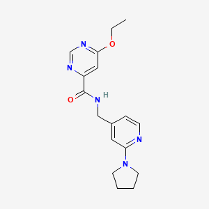 molecular formula C17H21N5O2 B2715724 6-ethoxy-N-((2-(pyrrolidin-1-yl)pyridin-4-yl)methyl)pyrimidine-4-carboxamide CAS No. 2034580-85-1
