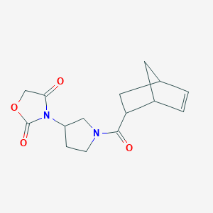 molecular formula C15H18N2O4 B2715730 3-(1-((2S)-bicyclo[2.2.1]hept-5-ene-2-carbonyl)pyrrolidin-3-yl)oxazolidine-2,4-dione CAS No. 2058890-97-2