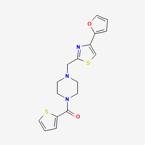 molecular formula C17H17N3O2S2 B2715743 (4-((4-(Furan-2-yl)thiazol-2-yl)methyl)piperazin-1-yl)(thiophen-2-yl)methanone CAS No. 1105198-49-9