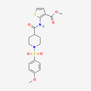 molecular formula C19H22N2O6S2 B2715745 甲基 2-(1-((4-甲氧基苯基)磺酰基)哌嗪-4-甲酰胺基)噻吩-3-甲酸酯 CAS No. 923468-03-5