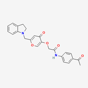 molecular formula C24H22N2O5 B2715747 N-(4-acetylphenyl)-2-((6-(indolin-1-ylmethyl)-4-oxo-4H-pyran-3-yl)oxy)acetamide CAS No. 898417-52-2