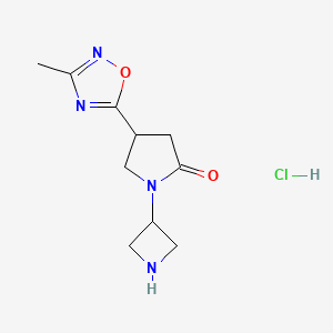 molecular formula C10H15ClN4O2 B2715753 1-(Azetidin-3-yl)-4-(3-methyl-1,2,4-oxadiazol-5-yl)pyrrolidin-2-one hydrochloride CAS No. 2126161-76-8