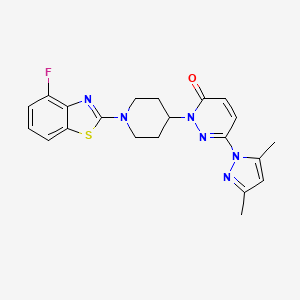 molecular formula C21H21FN6OS B2715811 6-(3,5-Dimethylpyrazol-1-yl)-2-[1-(4-fluoro-1,3-benzothiazol-2-yl)piperidin-4-yl]pyridazin-3-one CAS No. 2379972-47-9