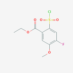 molecular formula C10H10ClFO5S B2715831 Ethyl 2-(chlorosulfonyl)-4-fluoro-5-methoxybenzoate CAS No. 1513252-14-6