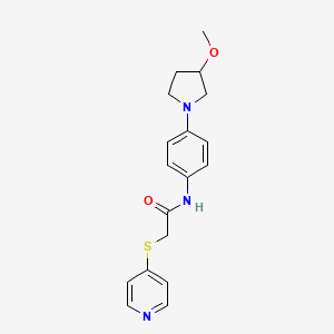 molecular formula C18H21N3O2S B2715836 N-(4-(3-methoxypyrrolidin-1-yl)phenyl)-2-(pyridin-4-ylthio)acetamide CAS No. 1797082-76-8
