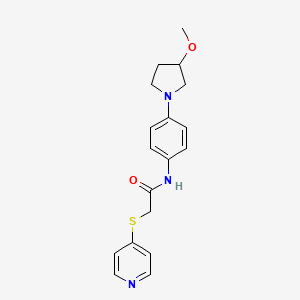 B2715836 N-(4-(3-methoxypyrrolidin-1-yl)phenyl)-2-(pyridin-4-ylthio)acetamide CAS No. 1797082-76-8