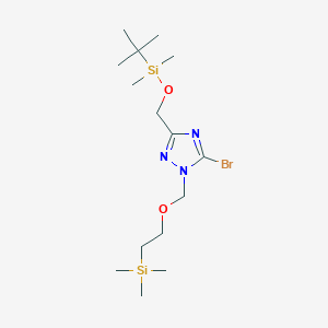 molecular formula C15H32BrN3O2Si2 B2715852 2-[[5-Bromo-3-[[tert-butyl(dimethyl)silyl]oxymethyl]-1,2,4-triazol-1-yl]methoxy]ethyl-trimethylsilane CAS No. 2375258-77-6