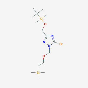 molecular formula C15H32BrN3O2Si2 B2715852 2-[[5-溴-3-[[叔丁基(二甲基)硅氧基]甲氧基]-1,2,4-三唑-1-基]甲氧基]乙基-三甲基硅烷 CAS No. 2375258-77-6