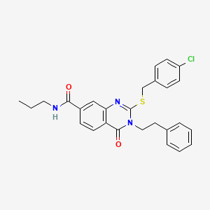 molecular formula C27H26ClN3O2S B2715862 2-((4-氯苄基)硫)-4-氧代-3-苯乙基-N-丙基-3,4-二氢喹唑啉-7-羧酰胺 CAS No. 1115485-53-4