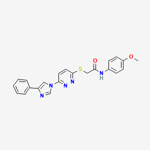 molecular formula C22H19N5O2S B2715866 N-(4-甲氧基苯基)-2-((6-(4-苯基-1H-咪唑-1-基)吡啶并[3,4-d]嘧啶-3-基)硫)乙酰胺 CAS No. 1251600-07-3