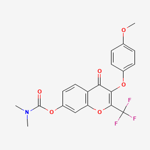 molecular formula C20H16F3NO6 B2715871 3-(4-甲氧基苯氧基)-4-氧代-2-(三氟甲基)-4H-香豆素-7-基二甲基碳酸酯 CAS No. 848215-41-8