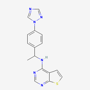 molecular formula C16H14N6S B2715889 N-{1-[4-(1H-1,2,4-triazol-1-yl)phenyl]ethyl}thieno[2,3-d]pyrimidin-4-amine CAS No. 919871-20-8