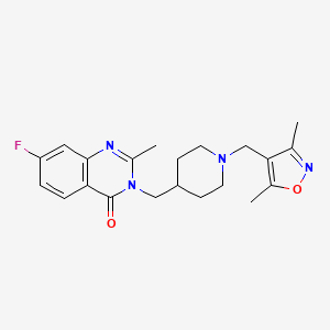 molecular formula C21H25FN4O2 B2715892 3-[[1-[(3,5-Dimethyl-1,2-oxazol-4-yl)methyl]piperidin-4-yl]methyl]-7-fluoro-2-methylquinazolin-4-one CAS No. 2415503-59-0