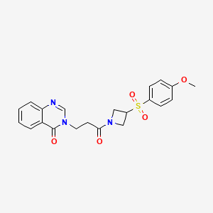 molecular formula C21H21N3O5S B2715894 3-(3-(3-((4-甲氧基苯基)磺酰)氮杂环丁烷-1-基)-3-氧代丙基)喹唑啉-4(3H)-酮 CAS No. 1706385-58-1