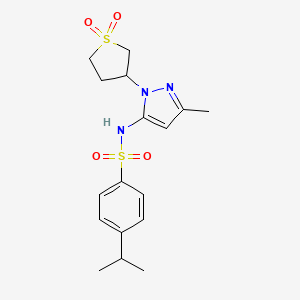 molecular formula C17H23N3O4S2 B2715895 N-(1-(1,1-二氧代-四氢噻吩-3-基)-3-甲基-1H-吡唑-5-基)-4-异丙基苯甲磺酰胺 CAS No. 1170259-41-2