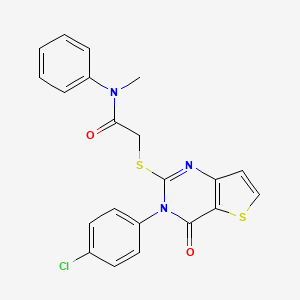 molecular formula C21H16ClN3O2S2 B2715901 2-{[3-(4-chlorophenyl)-4-oxo-3,4-dihydrothieno[3,2-d]pyrimidin-2-yl]sulfanyl}-N-methyl-N-phenylacetamide CAS No. 1261011-45-3